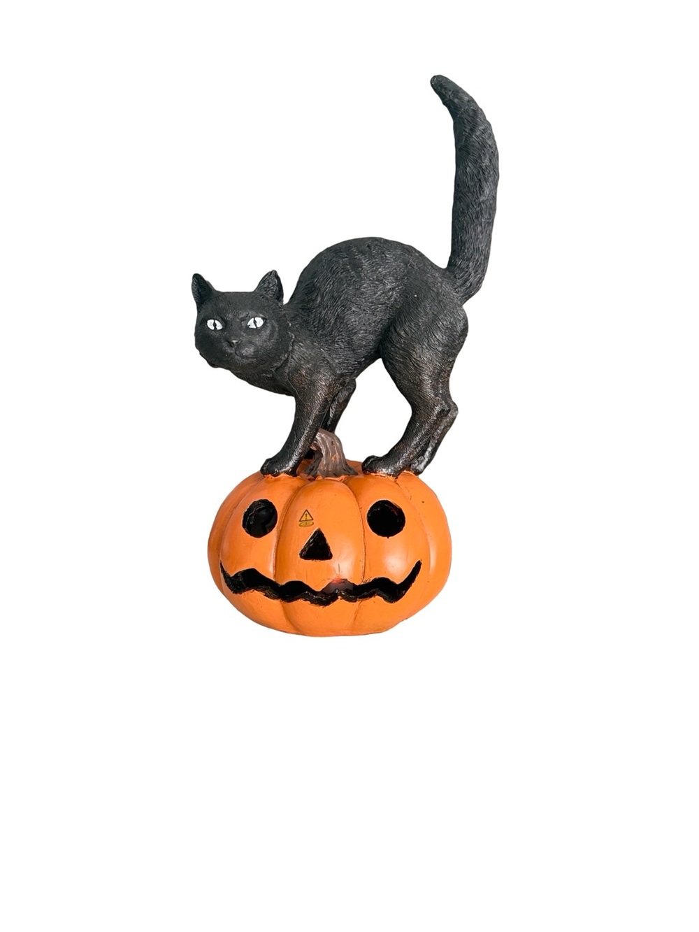 Light-Up Blow Mold Pumpkin Cat 12” x 6”